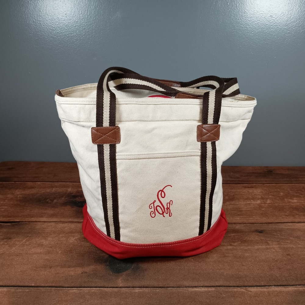 Heritage Supply Co. Canvas Tote Bag Monogrammed‎ Initial Tote Red Bottom